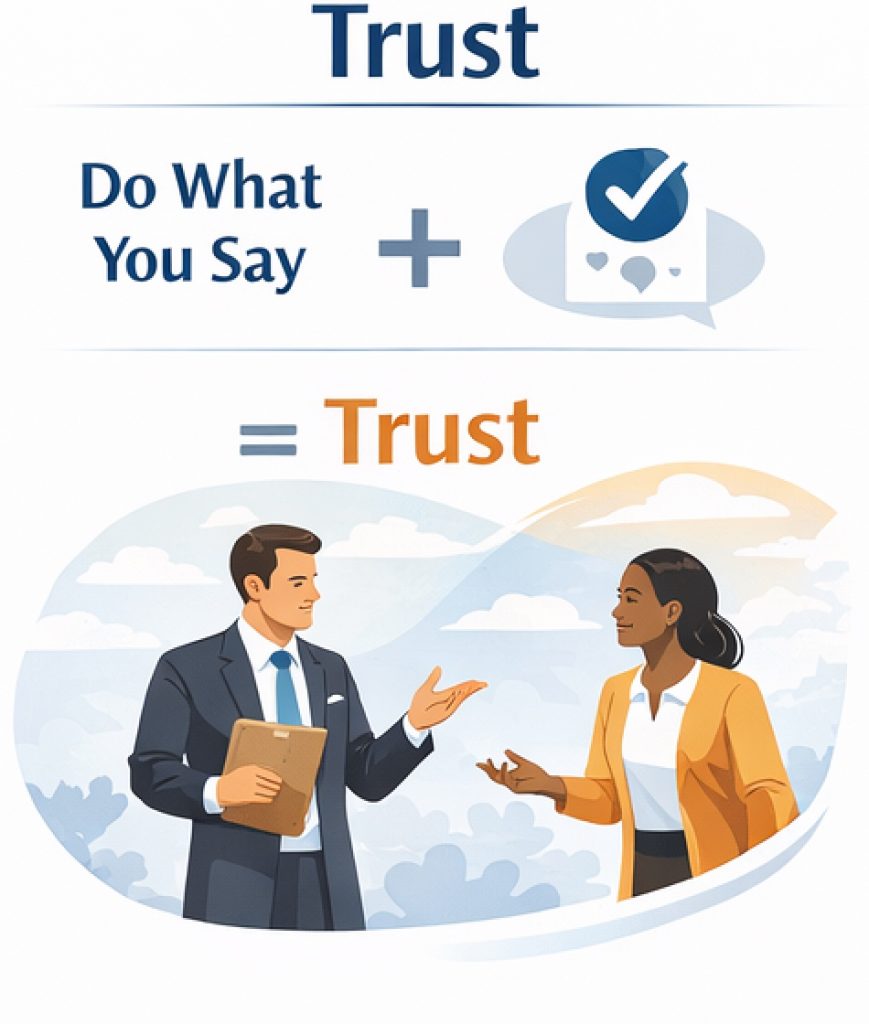 Illustration demonstrating how trust helps build high performing teams in Australia through accountability, reliability and doing what you say you will do.