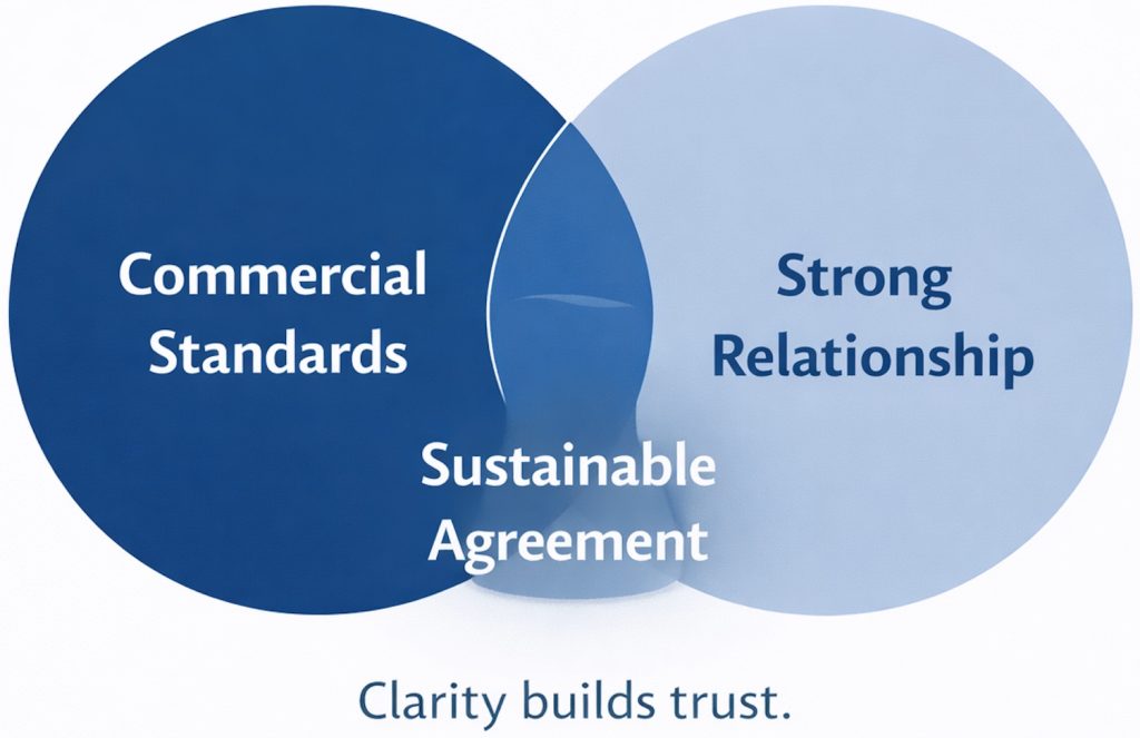 Business negotiation concept illustrating how win-win negotiation strategies balance transparency with commercial leverage by sharing interests thoughtfully, asking meaningful questions and protecting negotiating strength throughout the discussion.